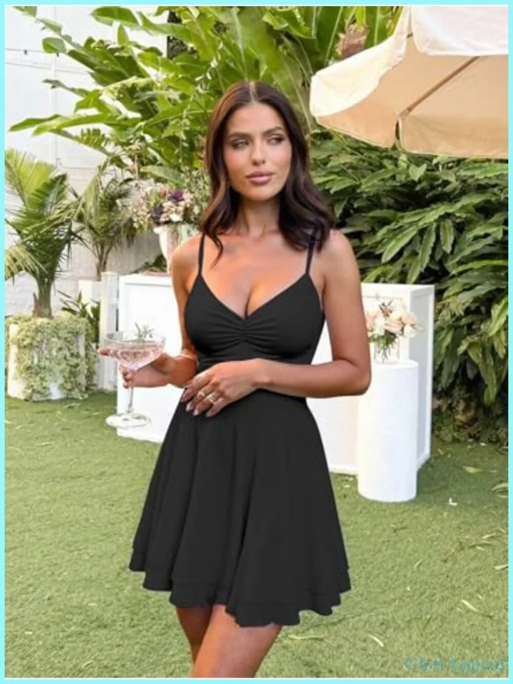Spaghetti Strap Ruffle Mini Dress Ruched Corset Party Club A Line Short Dress